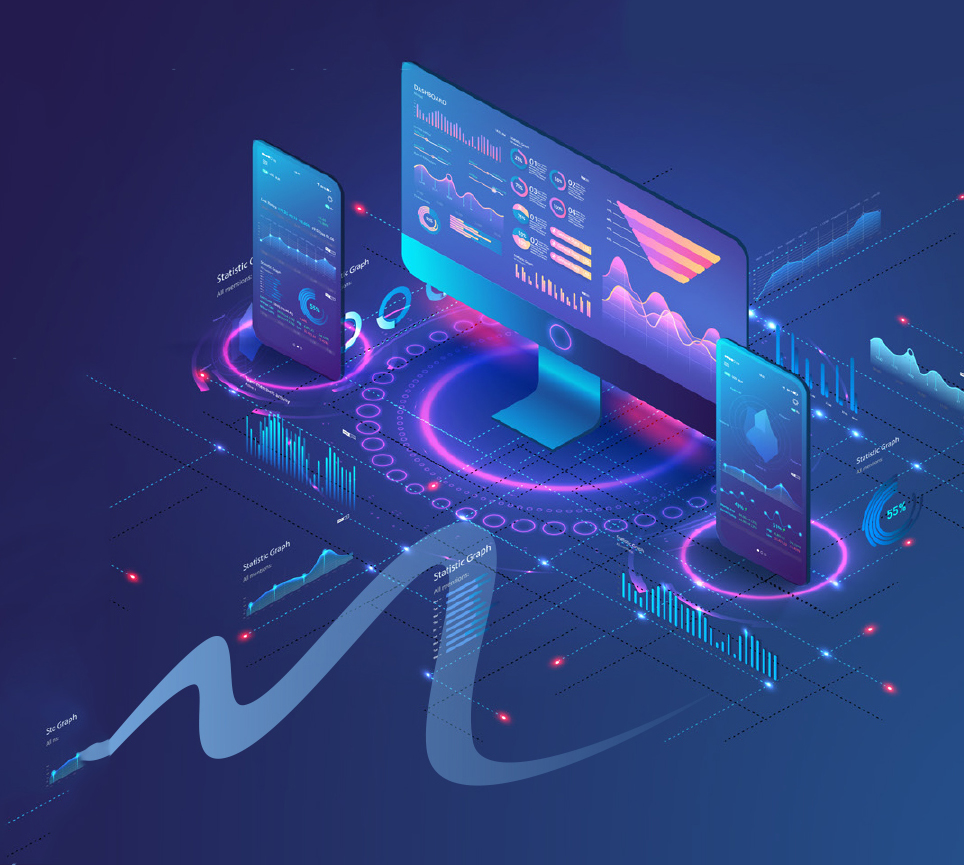 computer elements design on blue