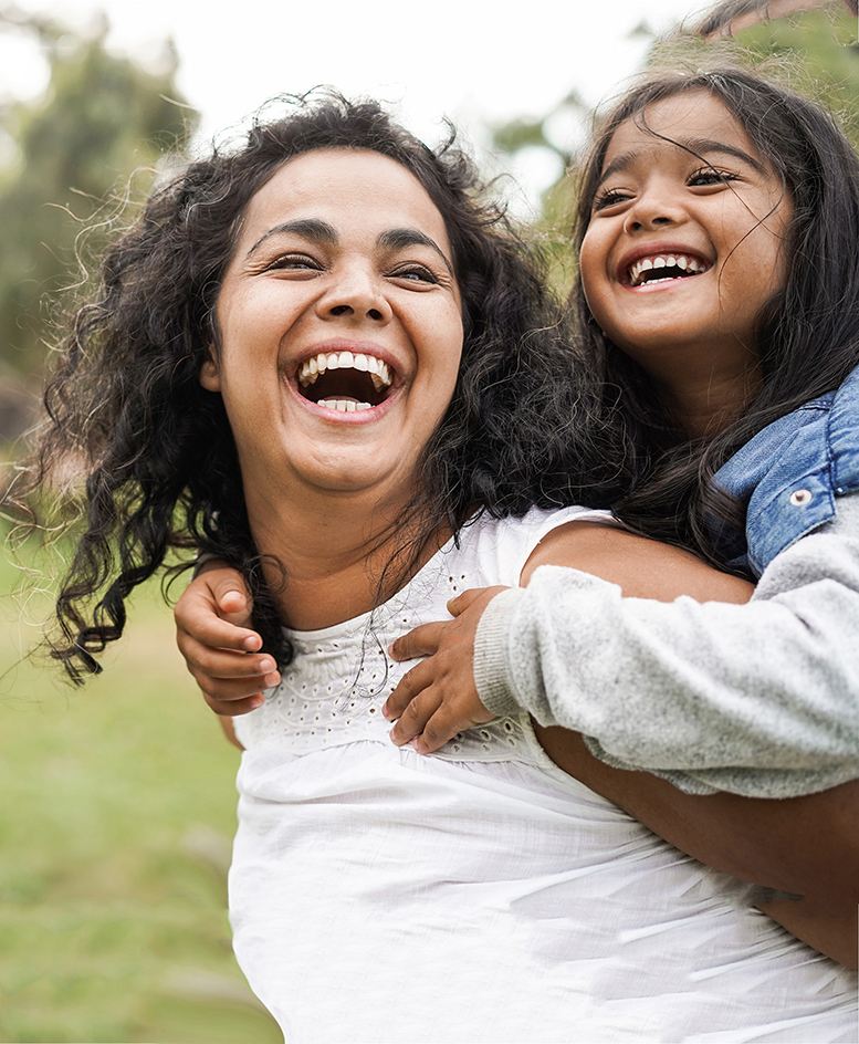 mom and young daughter