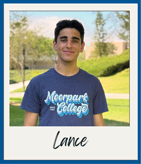 Headshot of Lance P., Outreach student worker, wearing Moorpark College attire.