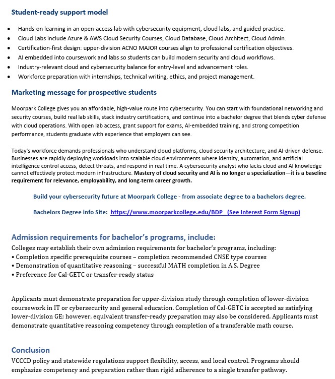 Applied Cyberdefense Network Operations Support Model and Admissions Requirements