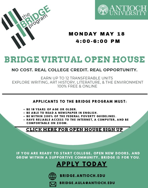 The Bridge Program Apply today Virtual Open House May 18th 4 to 6 PM